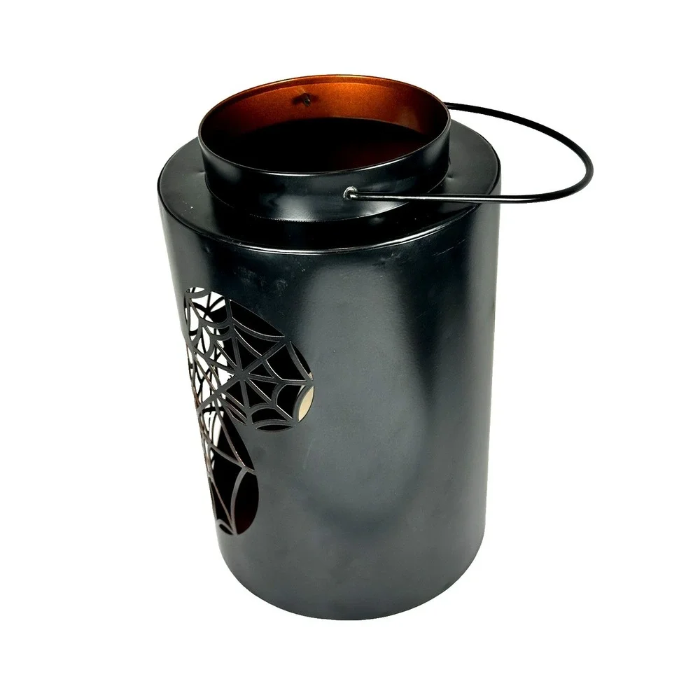 Disney Halloween Metal Lantern Mickey Spiderweb Cutout Black LED Holder NEW